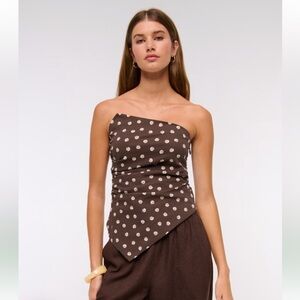 Brown Floral Skirt with Elastic Waist